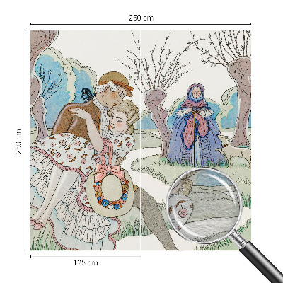 Papier peint panoramique à motif d'une scène romantique