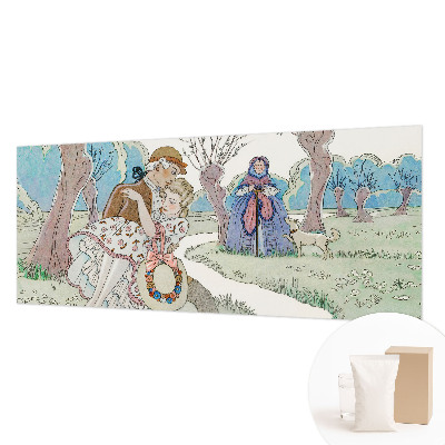 Papier peint panoramique à motif d'une scène romantique