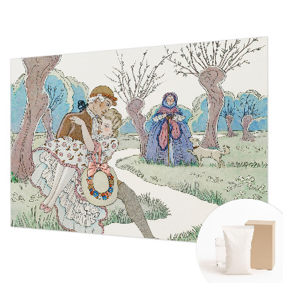 Papier peint panoramique à motif d'une scène romantique