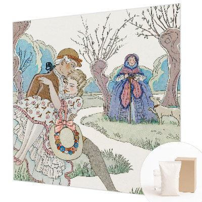 Papier peint panoramique à motif d'une scène romantique