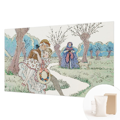 Papier peint panoramique à motif d'une scène romantique