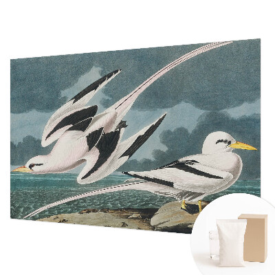 Tapisserie panoramique avec motif d'oiseaux au bord de la mer