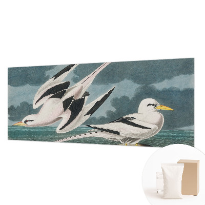 Tapisserie panoramique avec motif d'oiseaux au bord de la mer