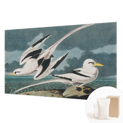 Tapisserie panoramique avec motif d'oiseaux au bord de la mer
