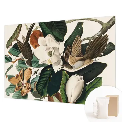 Papier peint photographique sur tissu non tissé oiseaux magnolias