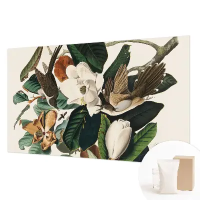 Papier peint photographique sur tissu non tissé oiseaux magnolias