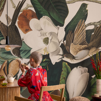 Papier peint panoramique salon Vtáky magnólie