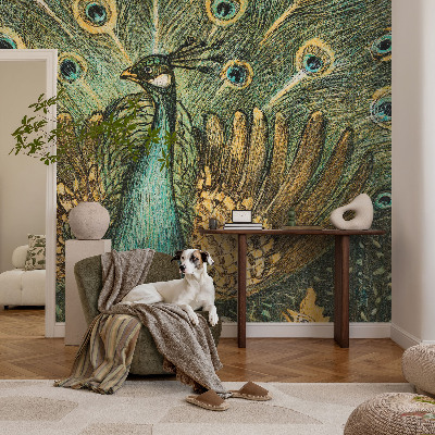 Papier peint panoramique enfant zèbre majestueux au motif de paon