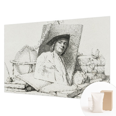 Papier peint chambre moderne avec un portrait artistique