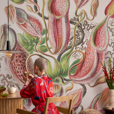 Papier peint panoramique intissé avec un motif détaillé de plantes
