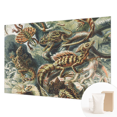 Tapisserie panoramique avec un motif de reptiles exotiques