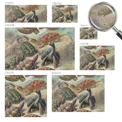 Papier peint panoramique chambre avec motif de faune de tortues