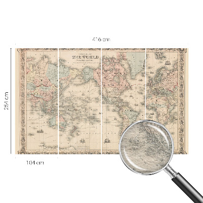 Papier peint panoramique facile à poser avec un motif de carte historique