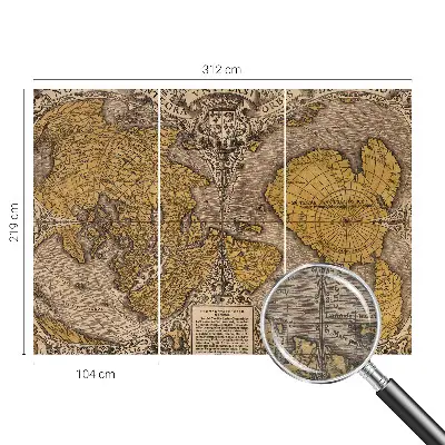 Papier peint panoramique intissé moderne avec un motif de cartographie historique