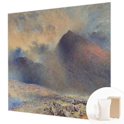Papier peint panoramique de haute qualité avec un motif de paysage montagneux