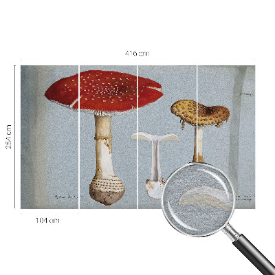 Tapisserie murale avec des motifs de champignons gravés