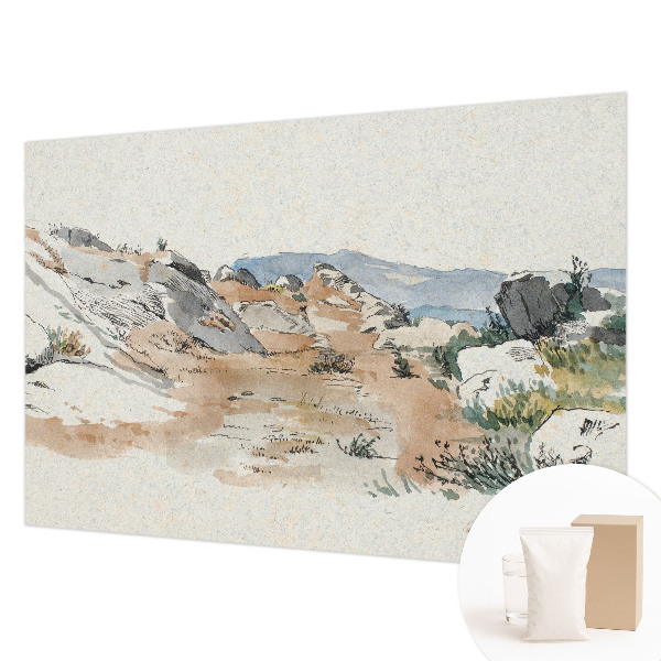 Papier peint panoramique avec un motif de paysage rocheux