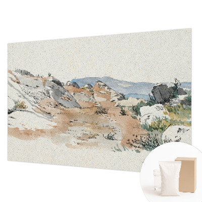 Papier peint panoramique avec un motif de paysage rocheux
