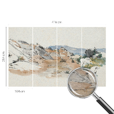 Papier peint panoramique avec un motif de paysage rocheux