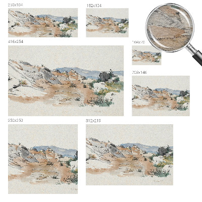 Papier peint panoramique avec un motif de paysage rocheux