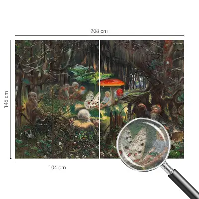 Poster mural panoramique avec un motif de forêt féerique