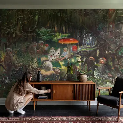 Poster mural panoramique avec un motif de forêt féerique