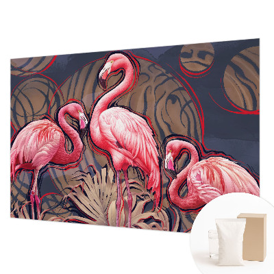 Papier peint panoramique moderne avec des flamants roses