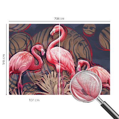 Papier peint panoramique moderne avec des flamants roses