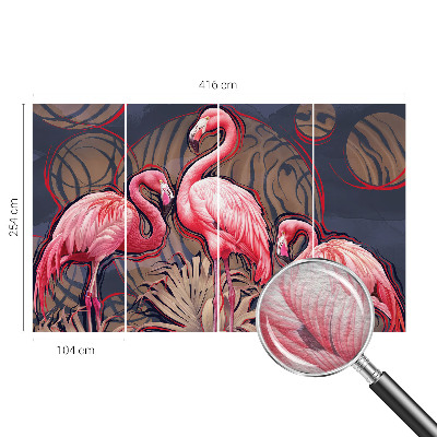 Papier peint panoramique moderne avec des flamants roses
