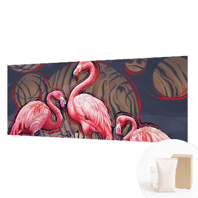 Papier peint panoramique moderne avec des flamants roses