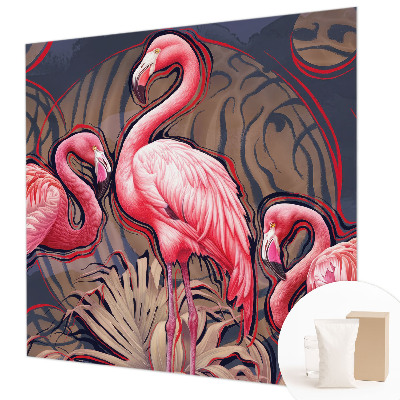 Papier peint panoramique moderne avec des flamants roses