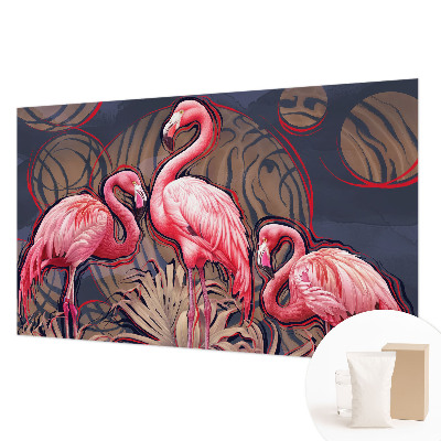 Papier peint panoramique moderne avec des flamants roses