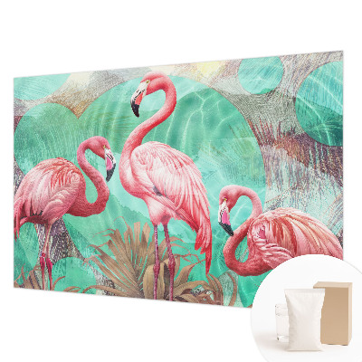 Papier peint panoramique enfant avec un motif d'oiseaux exotiques
