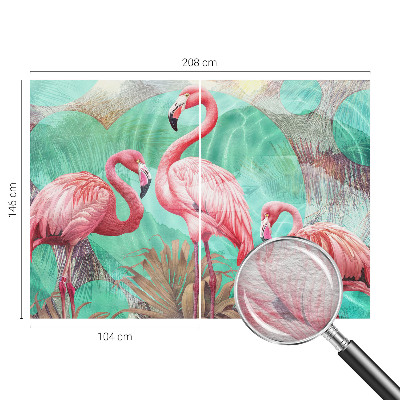Papier peint panoramique enfant avec un motif d'oiseaux exotiques