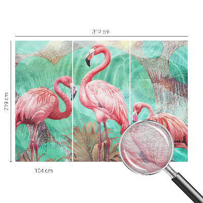 Papier peint panoramique enfant avec un motif d'oiseaux exotiques