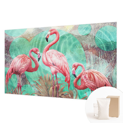 Papier peint panoramique enfant avec un motif d'oiseaux exotiques