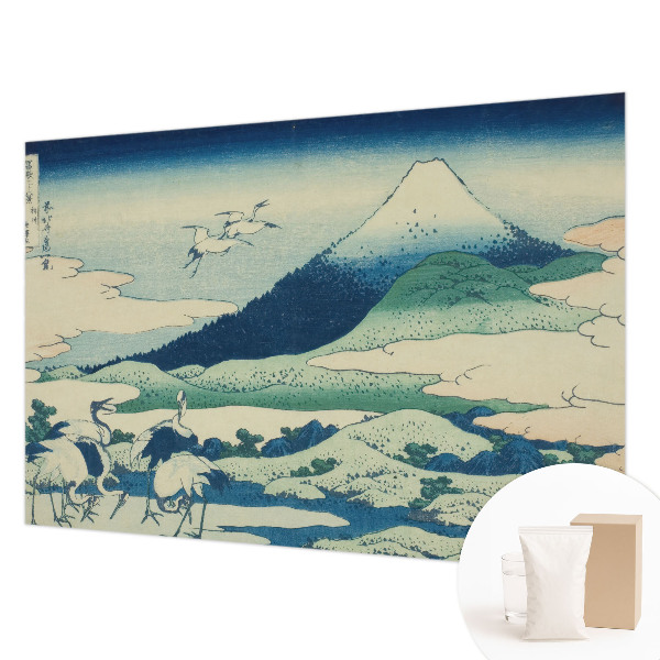 Tapisserie murale avec un motif de grues et de montagnes