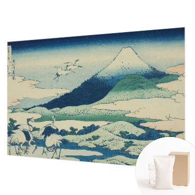Tapisserie murale avec un motif de grues et de montagnes