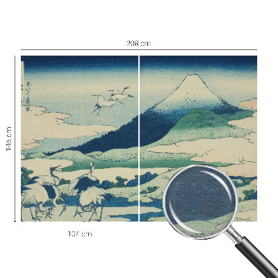 Tapisserie murale avec un motif de grues et de montagnes