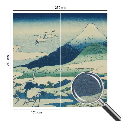 Tapisserie murale avec un motif de grues et de montagnes