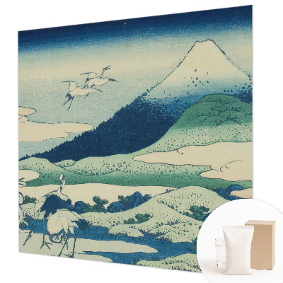 Tapisserie murale avec un motif de grues et de montagnes