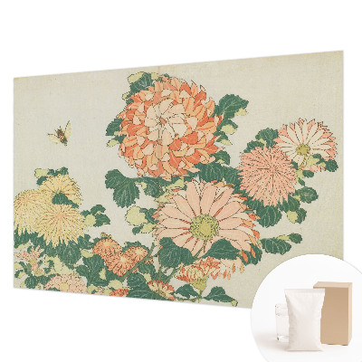 Papier peint panoramique tendance avec un motif de chrysanthèmes