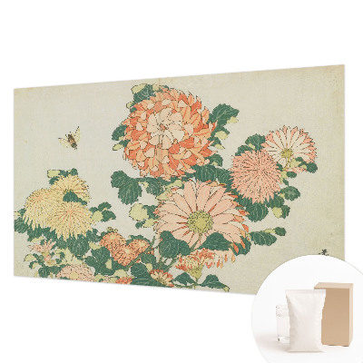 Papier peint panoramique tendance avec un motif de chrysanthèmes