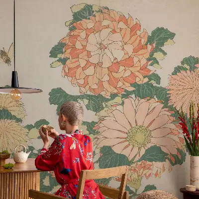 Papier peint photo sur tissu non tissé fleurs de chrysanthème