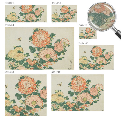 Papier peint panoramique tendance avec un motif de chrysanthèmes