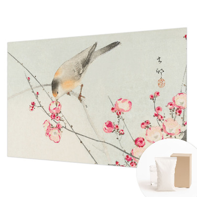 Papier peint photo avec un motif d'oiseau fleuri