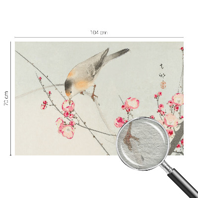 Papier peint photo avec un motif d'oiseau fleuri