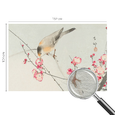 Papier peint photo avec un motif d'oiseau fleuri
