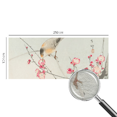 Papier peint photo avec un motif d'oiseau fleuri