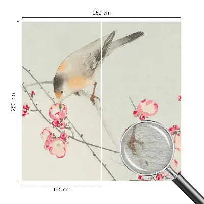 Papier peint photographique intissé oiseau des fleurs